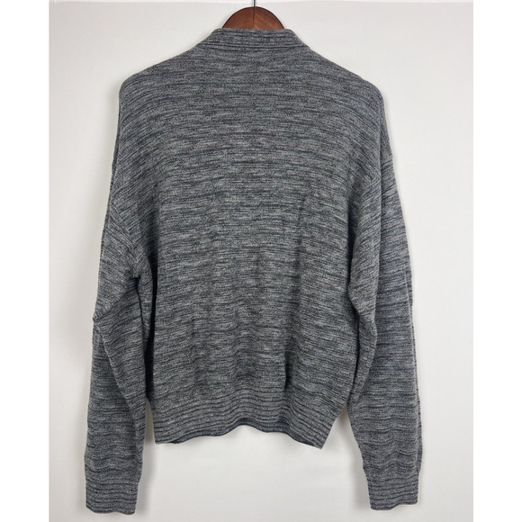 Jhane Barnes Mens Wool Blend L Knit Sweater Gray Textured Button Polo Pullover - Picture 3 of 8